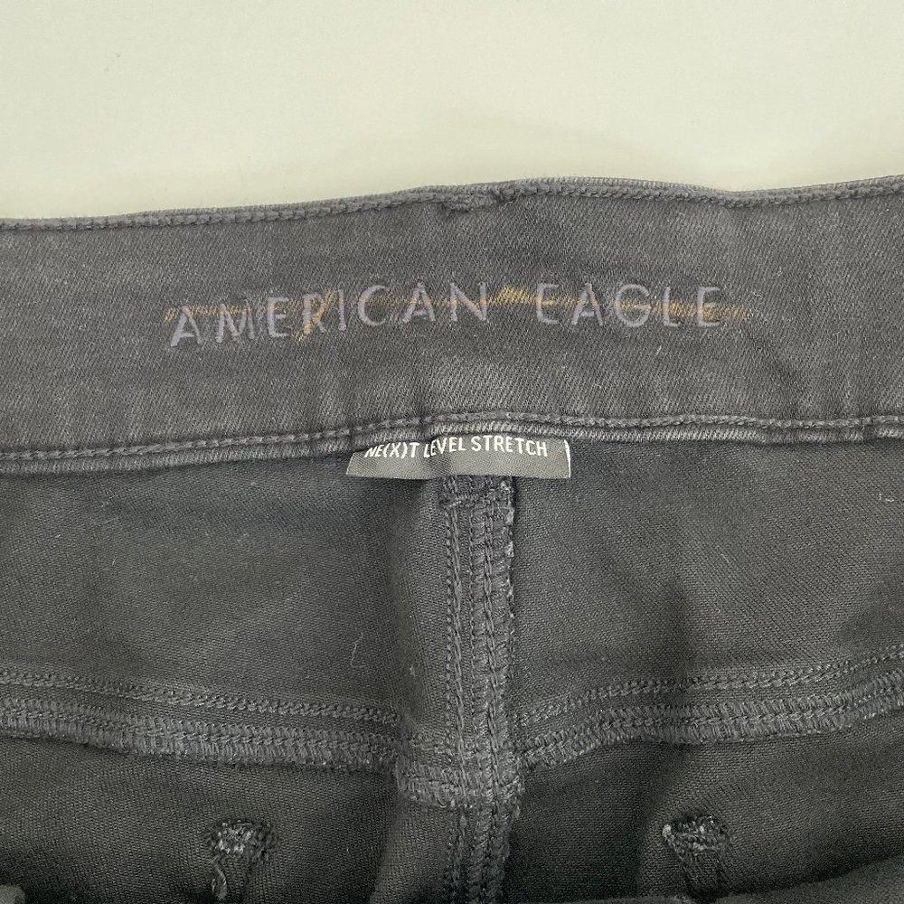 American Eagle Outfitters Artist Flare Black Denim Jeans Womens 22 Short - Picture 8 of 13
